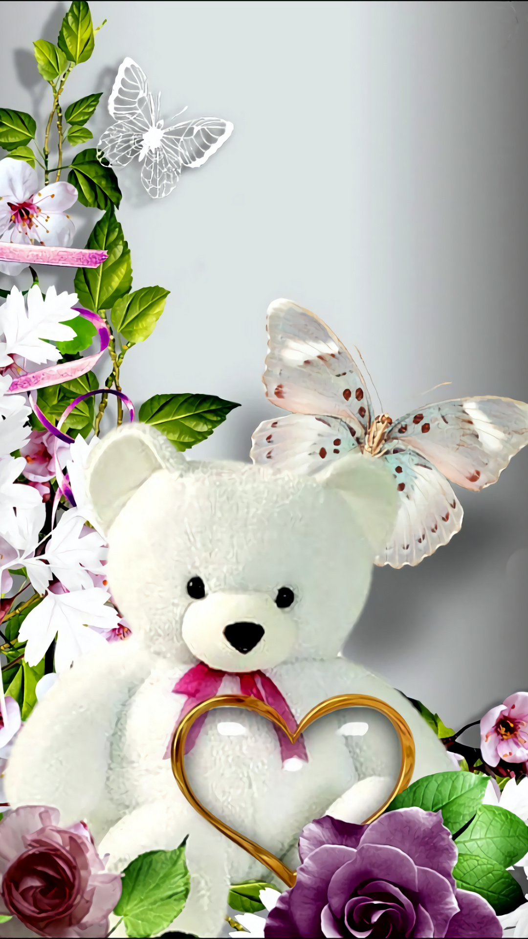Teddy Bear White Wallpaper